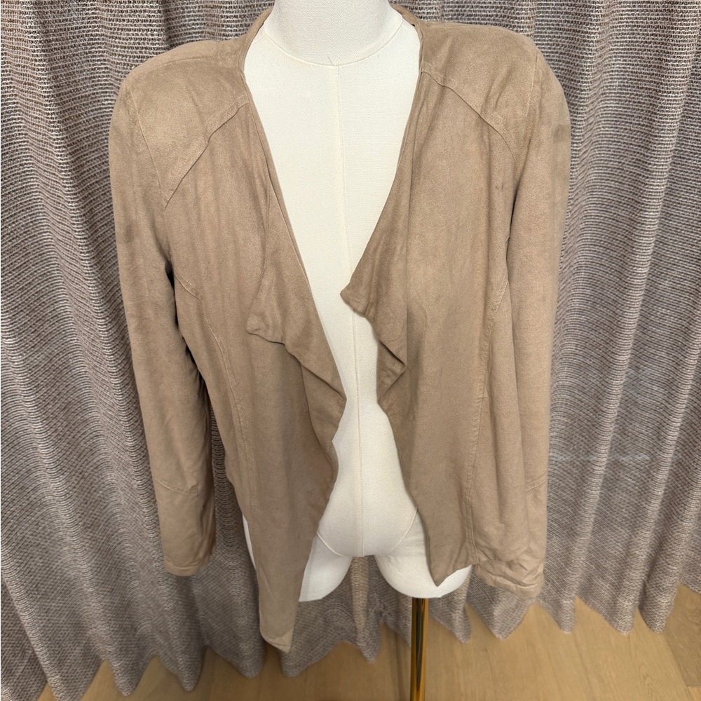 S.Y.L.K. Tan Faux Suede Draped Open Front Jacket - Size S